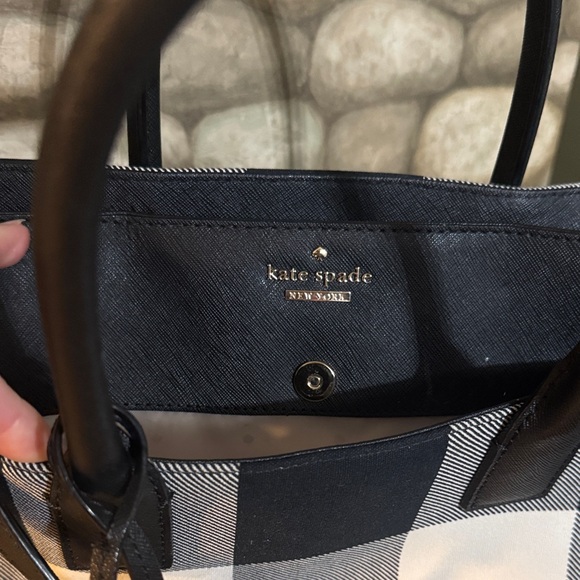Kate Spade NY Black and White Buffalo Plaid Satchel - Picture 6 of 7